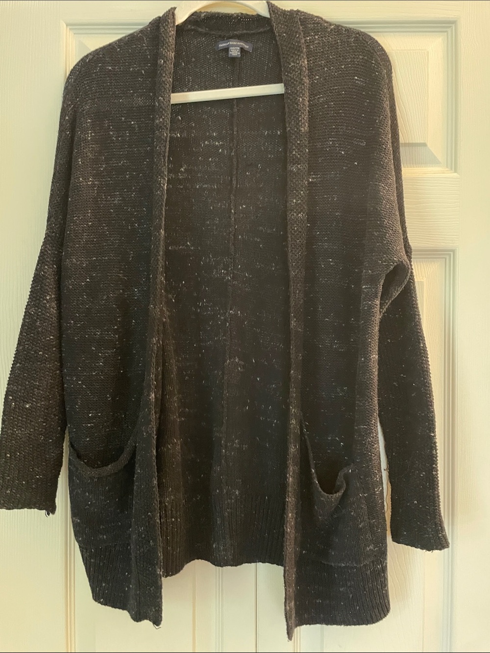 American Eagle Outfitters Heather Black Speckled Open-Front Cardigan